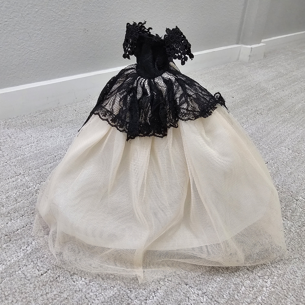 Barbie gown Lace Dress in Black and Cream